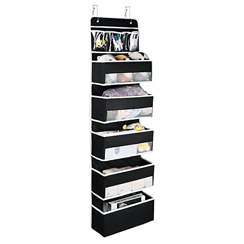 Univivi 6-Shelf Door Hanging Organizer Baby Door Storage Wall Mount Storage with 3 Small PVC Pockets and 5 Large Pockets for Baby Stuff, Toiletries and Sundries