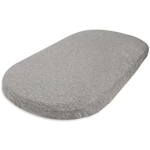 Burt's Bees Baby - Bassinet Sheet, Fitted Unisex Boy Girl 100% Organic Jersey Cotton Bassinet Sheet for Standard Bassinet Mattress (Heather Grey)