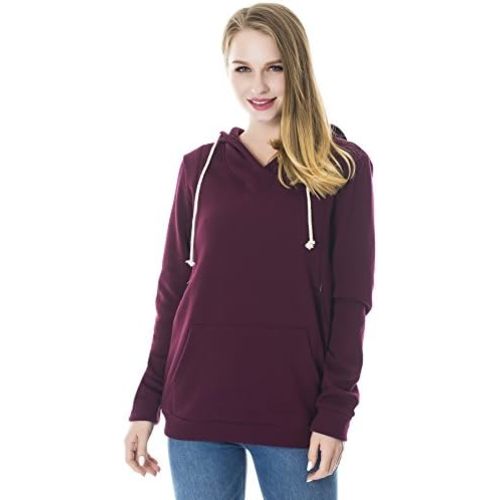 Smallshow Women's Fleece Maternity Nursing Sweatshirt Hoodie Kangaroo Pocket