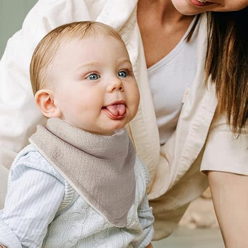 Muslin Baby Drool Bibs 6Pack Soft Triangular Adjustable Baby Bandana Bibs for Unisex Girls & Boys