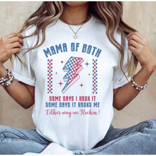 Mama of Both Retro Shirt Mama of both boy and girl Mom t shirt Mothers day t-shirt Mums birthday T Shirt Girl and Boy Mama Mothers Day Gift.