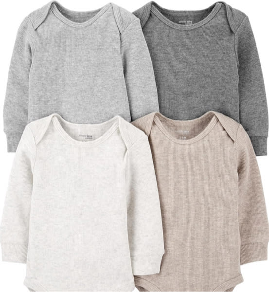 Simple Joys by Carter's Baby 4-pack Soft Thermal Long Sleeve Bodysuits