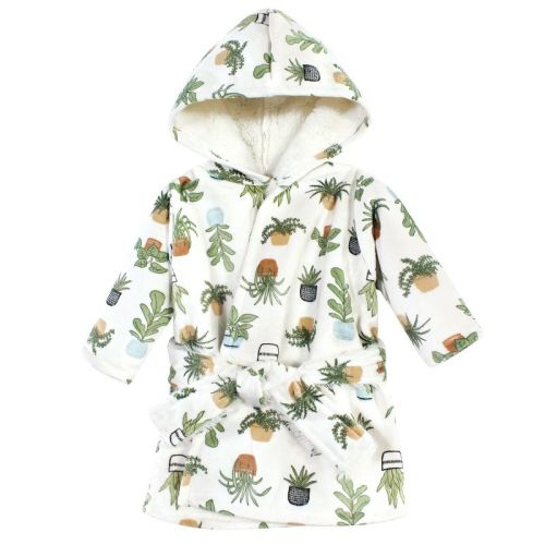 Hudson Baby Mink with Faux Fur Lining Pool and Beach Robe Cover-ups, Plants, 6-12 Months