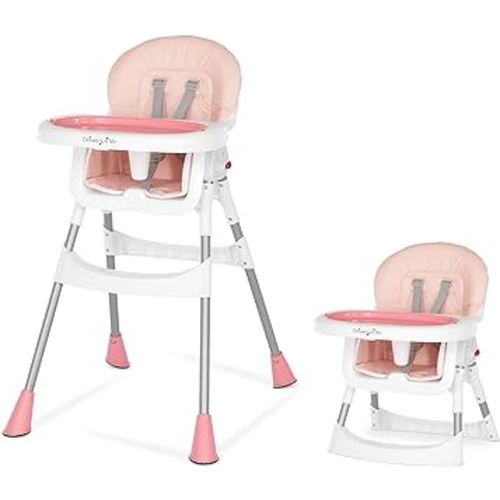 Portable 2-in-1 Tabletalk High Chair, Convertible Compact Light Weight Highchair, Pink
