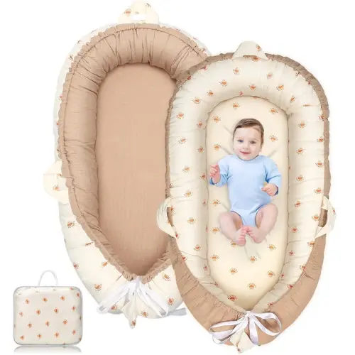 Baby Lounger - Infant Lounger for Newborn 0-24 Months, Co Sleeping Ultra Soft Breathable Infant Floor Seat, Portable Babies Lounger for Baby Girls& Boys, Newborn Essentials Gifts（Khaki）