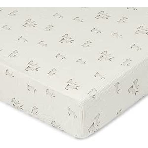 Crane Baby 100% Organic Cotton Gender Neutral Animal Nursery Bedding, Fitted Sheet, Soft Breathable GOTS Certified Cotton, Bunny Crib Sheet
