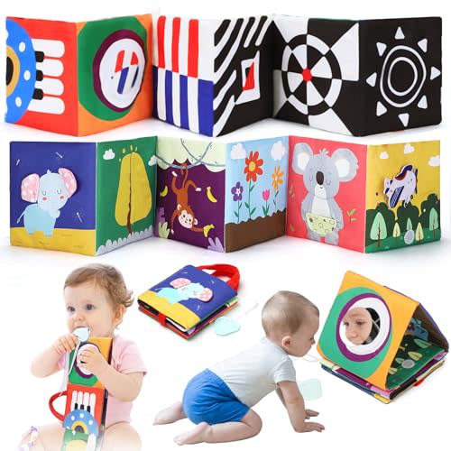 URMYWO Baby Book Toys 0-6 Months - Tummy Time Toys with Mirror and Teether - Baby Toys 6-12 Months - Sensory Early Development Interactive Shower Gift for Boy Girl - Easter Basket Essentials Stuffers