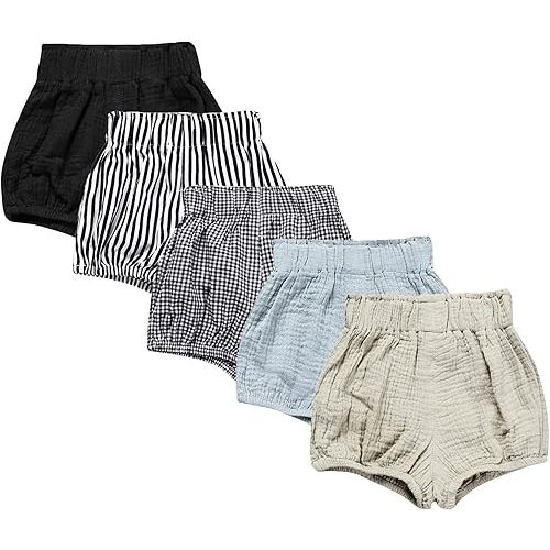 EISHOW 5 Pieces Newborn Boy Girl Diaper Covers Under Dresses Infant Underwear Panty Toddler Baby Shorts for 0-24 Months