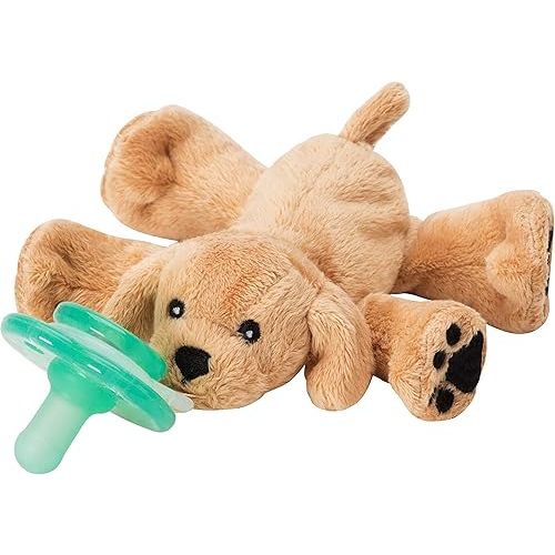 Nookums Paci-Plushies Buddies - Retriever Pacifier Holder - Adapts to Name Brand Pacifiers, Suitable for All Ages, Plush Toy Includes Detachable Pacifier
