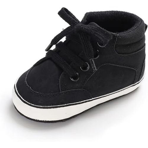 Sekantrol Newborn Baby Boys Girls First Walker Crib Shoes Soft Rubber Sole Infant Sneakers Fashion High-Top Non-Slip Toddler Oxford Dress Moccasins