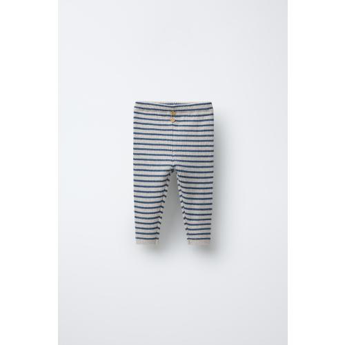 STRIPED RIBBED LEGGINGS - Mid-blue (3-6 mo)