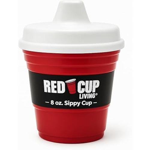Red Cup Living Trainer Baby Sippy Cup 8 Oz BPA-Free Spill Proof, No Spill Non-Toxic Dishwasher Safe, Leak-Proof Lid, Easy Grip for Toddlers, Girls, Boys Christmas Gift for Kids, Water Juice Milk Cup