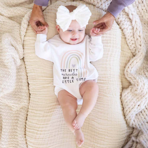 Best Miracles Graphic Sweatshirt Bubble Romper | White