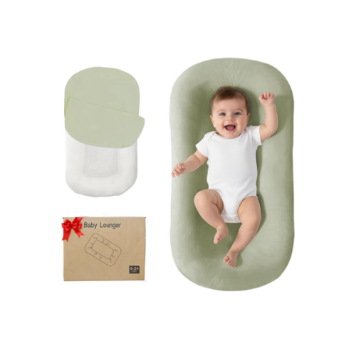 Lucakuins Baby Lounger, Bionic Design Baby Lounger for Newborn 0-24 Months, Soft Organic Cotton Breathable Lounger for Infants (Lovely Green)