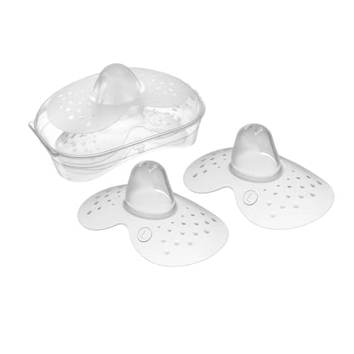 MAM Breastfeeding Nipple Shields with Sterilizing Storage Case, Nipple Shields for Nursing Newborn, Size 3 Large 23mm, 2-Count, Clear