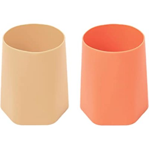 Tiny Twinkle Training Cup 2 Pack - Silicone Cups for Independent Drinking for Baby and Toddler, Baby Led Weaning Supplies Soft Open Cup For Baby (Sand, Coral)