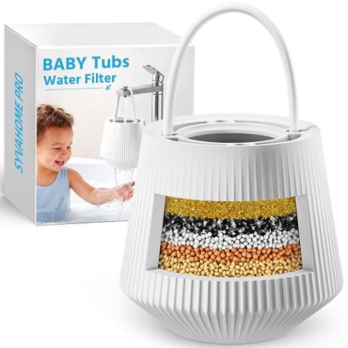 Baby Bath Tub Water Filter for Hard Water & Chlorine, Bath Filter for Tub Faucet, Filtration with Vitamin C & KDF, Gentle Bath Time Essential for Newborns, Baby Shower Registry Gifts for New Parents