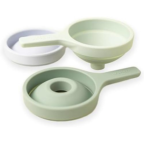 Inspire My Play 3 x Green Silicone Collapsible Funnels for Kids - Sensory Play Funnel Toys for Kids - Pouring Toys for Toddlers - Food Safe Sensory Bin Tools and Accessories