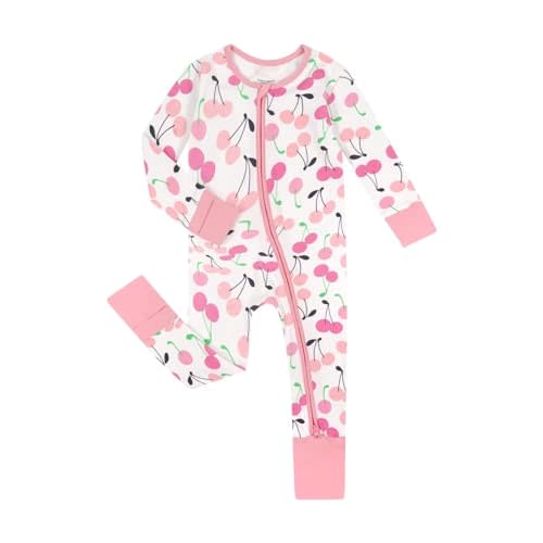 Teach Leanbh Unisex Baby Cotton Pajamas with Mittens and Feet Cuffs 2 Way Zipper Long Sleeve Romper Sleep and Play
