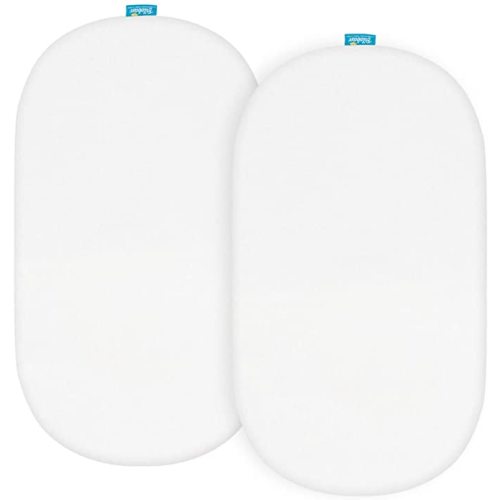 100% Cotton Bassinet Sheets Compatible with SNOO Smart, Regalo, Safety 1st, ANGELBLISS 3 in 1 Rocking and Chicco LullaGo Portable Sleeper Bassinet, 2 Pack, Ultra Soft Bassinet Sheet, White - for SNOO Smart/Regalo/Chicco/Safety 1st