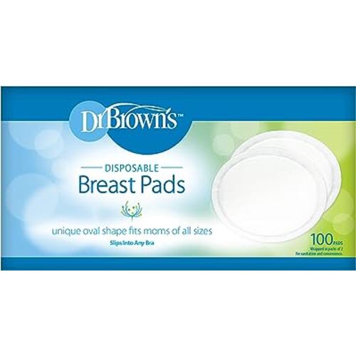 Dr. Brown's Disposable One-Use Absorbent Breast Pads for Breastfeeding and Leaking - 100pk
