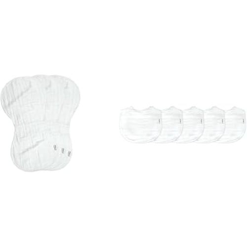 green sprouts Organic Cotton Muslin Burp Cloths (4 Layers, Machine Washable) & Bibs (5 Count, Adjustable) Bundle