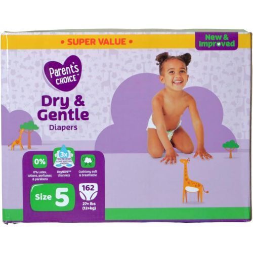 Dry & Gentle Diapers Size 5 - Super Value 162 Count