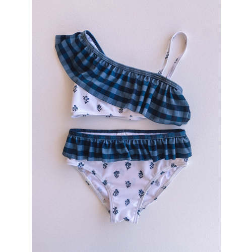 berry ruffle shoulder bikini 3-6 MONTHS