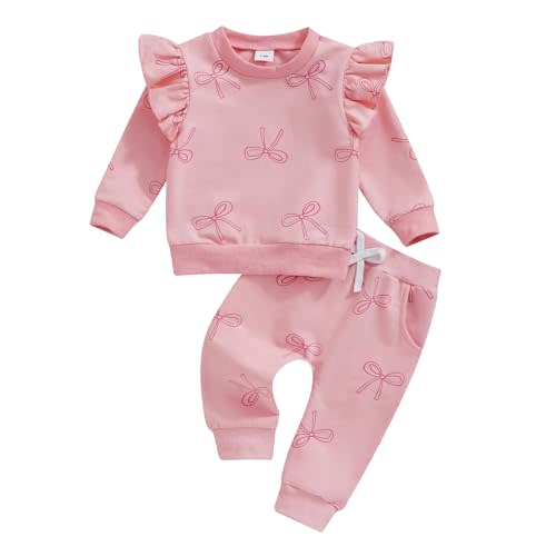 MERSARIPHY Baby Girl Outfits Fall Infant Girl Winter Clothes Cute Print Long Seeve Sweatshirt Tops Pants Set Toddler Clothing