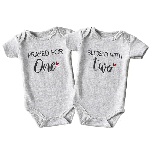 Azzwnee Prayed One Blessed Two Twin Outfits For Boy And Girl Newborn Twins Baby Items Must Haves Twin Baby Gifts