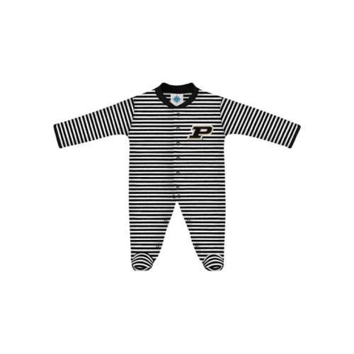 Baby BLACK Purdue Boilermakers Striped Loungewear One Piece Pajamas