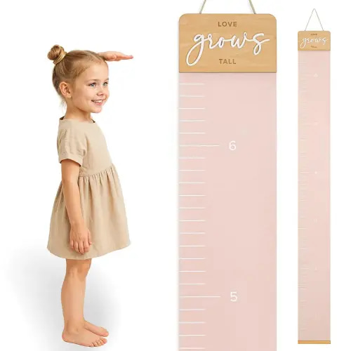 Beautiful Growth Chart for Wall - Cute Height Chart to Easily Track Your Kids' Growth and Milestones - Essential Baby and Toddler Playroom Decor That is Great for Gifting and Creates Lasting Memories