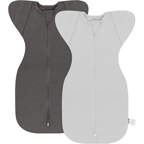 MEXXI Swaddle Baby Sleep Sack With Arms Up, 2 Pack Baby Transitional Swaddle with Double Zipper,0.5 TOG, 8-13 lbs, S