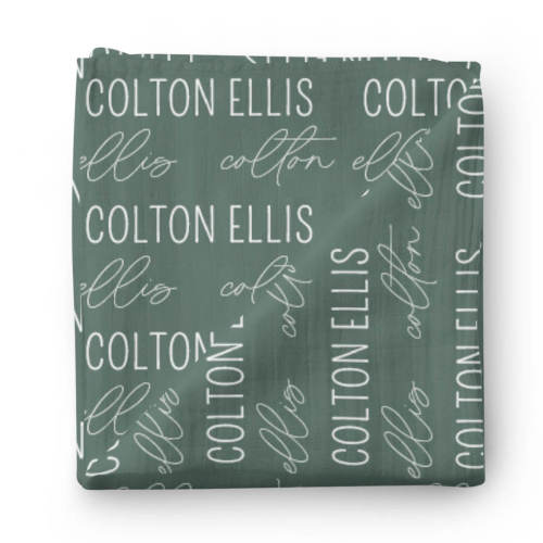 Personalized Emerald Baby Name Swaddle Blanket - Block & Script