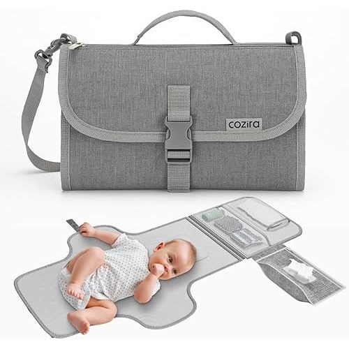 Portable Changing Pad – Waterproof Foldable Diaper Changing Pad with Wipes Pocket, Soft Travel Changing Mat for Baby, Compact & Easy to Clean Newborn Gift