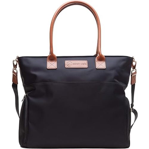 Sarah Wells Abby Breast Pump Bag with Real Leather Straps (Black)