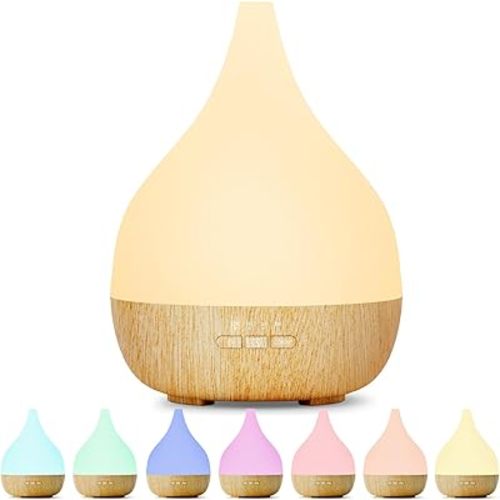 Aroma Diffuser, 350ml Aromatherapy Diffuser for Essential Oil, Ultrasonic Humidifier with 8 Colors Lights, Scent Diffuser with Adjustable Mist Mode, for Bedroom, Large Room, Office, Wood Grain