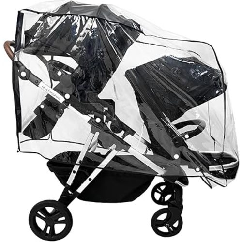 SASHA'S Rain and Wind Cover Made for Mockingbird Single-to-Double 2.0 Stroller w/Second Seat Kit 2.0,Ventilation Holes, Maximum Coverage Made in USA (Stroller not Included)