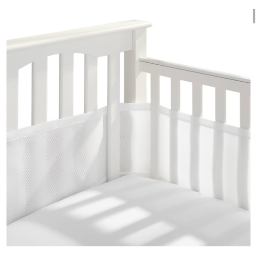 BreathableBaby Breathable Mesh Liner for Full-Size Cribs, Classic 3mm Mesh, White (Size 4FS Covers 3 or 4 Sides)