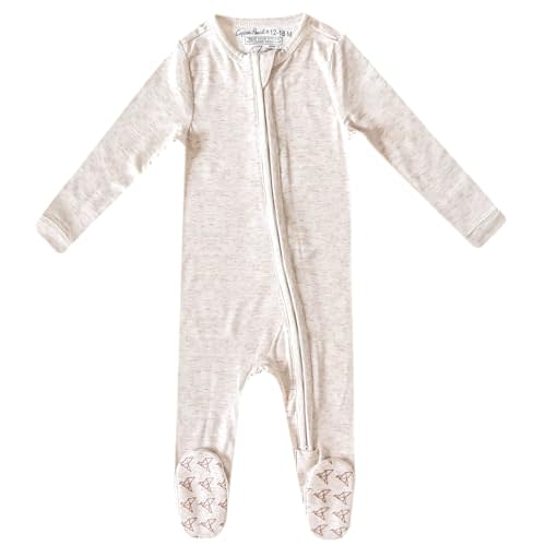 Copper Pearl Zip-Up Footie Baby Pajamas: Ultra-Soft Boys Pajamas and Girls Pajamas, Premium Knit Fabric in Stylish Prints, Tag-Free with Two-Way Zipper, Sized Newborn to 24 Months, Oat