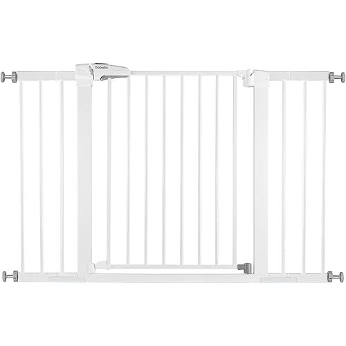 BABELIO Metal Baby Gate Dog Gate 29''-48'' Auto Close Extra Wide Pet Gate for Stairs & Doorways, Pressure Mounted Walk Thru Child Gate with Door, NO Need Tools NO Drilling, with Wall Cups