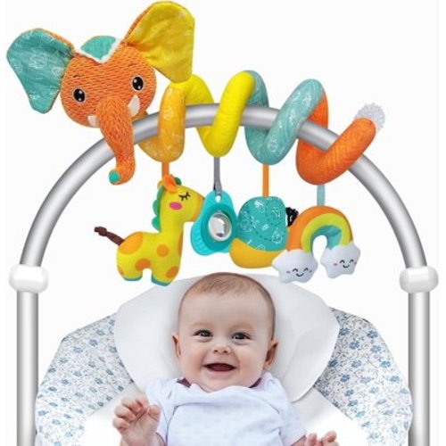 INvench Baby Car Seat Toys 3-6 Months, Stroller Toy with Teether Rattles Toys for Infant 3-6 Months Christmas Gifts
