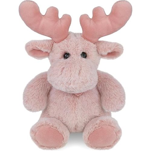 DolliBu Baby Pink Moose Stuffed Animal - Super Soft Stuffed Animals for Girls and Boys, Adorable Stuffed Wild Creatures for Kids and Cute Wild Animals Cuddle Stuffed Animals for Adults - 8.5 Inches