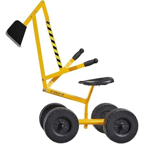 Albott Ride On Sand Digger Excavator Toys Working Crane with 8 inches Wheels and 360° Rotation Seat (Yellow)