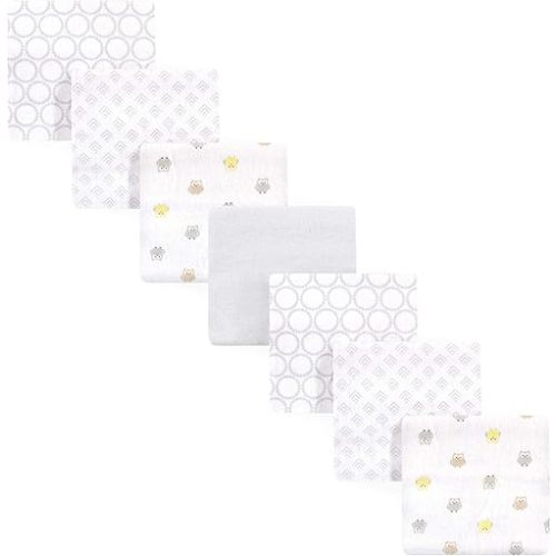Luvable Friends Unisex Baby Cotton Flannel Receiving Blankets, Owl 7-Pack, One Size