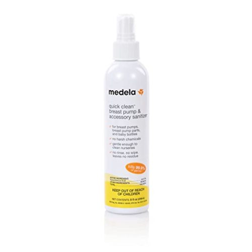 Medela Quick Clean Breast Pump and Accessory Sanitizer Spray Safe No Rinse Breastpump Sterilizer Eliminates 99.9 of Common Bacteria and Germs 8 Fluid Ounces, Clear - 8 Fl Oz (Pack of 1)