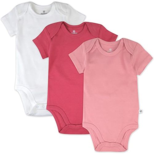 HonestBaby unisex-baby 3-pack Short Sleeve Bodysuits One-piece 100% Organic Cotton for Infant Baby Boys, Girls, Unisex