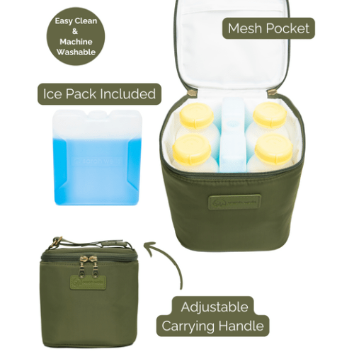 Cold Gold Breastmilk Cooler Bag Ice Pack Included Olive Leakproof Insulated Storage – Sarah Wells Bags