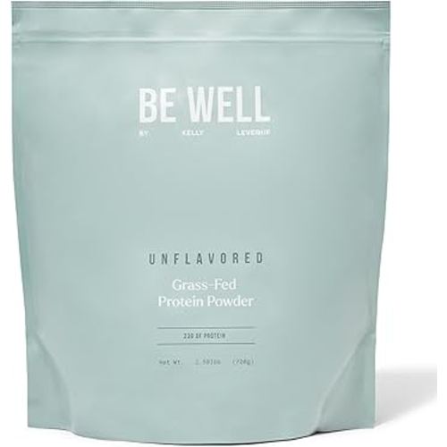 Be Well by Kelly Unflavored Grass-Fed Beef Protein Powder, 23G of Protein & Zero Carbs (1 Ingredient, 30 Servings) 9 Amino Acids + 3 BCAAs No Soy, No Dairy, Stevia-Free, No Sugar Added 1.59lb 720g