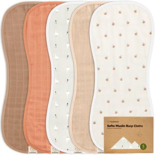 Keababies 5pk Organic Softe Muslin Burp Cloths For Baby Girls And Boys, Large Absorbent Burping Cloths For Babies, Baby Burp Clothes (wildscape)